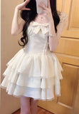 Lace Layered Homecoming Dress with Bow Tulle Retro Short Prom Dresses HZ1024