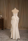 Tulle Lace Strapless Two-piece Evening Dress Simple Wedding Dress HZ1024