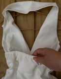 White V-neck Satin Backless A-line Party Dresses Beautiful Homecoming Dress HZ1024