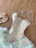 Tulle Strapless A-Line Short Party Dresses Lace Homecoming Dress HZ1024
