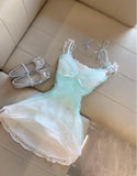 Blue Tulle Unique Lace Strap Short Party Dresses Homecoming Dress HZ1024