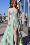 Green Strapless Sweetheart A-Line Party Dresses Gorgeous Evening Dresses HZ1024