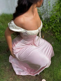 Off Shoulder Sheath Satin Evening Dresses Gorgeous Party Dresses HZ1024