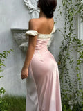 Off Shoulder Sheath Satin Evening Dresses Gorgeous Party Dresses HZ1024