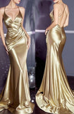 Satin V-Neck Backless Mermaid Evening Dress Stunning Party Dresses HZ1024