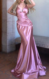 Satin V-Neck Backless Mermaid Evening Dress Stunning Party Dresses HZ1024