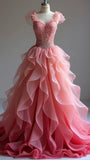 Sweetheart Neck Chiffon Beaded A-Line Wedding Dress Long Prom Dresses HZ1024
