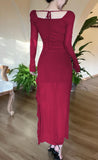 Purple Square Neck Chiffon Long Sleeve Bodycon Party Dresses HZ1024
