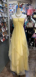 Yellow Chiffon Cocktail Party Dresses Halter Neck Sleeveless Guest Dresses HZ1024