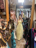 Yellow Chiffon Cocktail Party Dresses Halter Neck Sleeveless Guest Dresses HZ1024