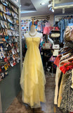 Yellow Chiffon Cocktail Party Dresses Halter Neck Sleeveless Guest Dresses HZ1024