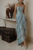 Ice Blue Halter Neck Chiffon Short Party Dress Gorgeous Layered Chiffon Homecoming Dress HZ1024