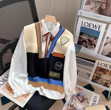 Style V-Neck Japanese Knitted Vest HZ1024