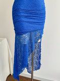 Royal Blue Lace Bodycon Short Party Dress Strapless Backless Evening Dress HZ1024