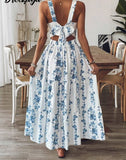 Floral Strap Women's Dress Bow Backless Birthday HZ1024