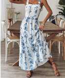 Floral Strap Women's Dress Bow Backless Birthday HZ1024