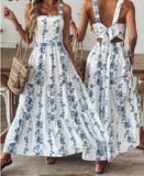 Floral Strap Women's Dress Bow Backless Birthday HZ1024