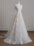 Strapless Tulle Lace Vintage Wedding Dress Gorgeous A-Line Long Prom Dresses HZ1024