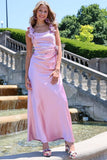 Gray Pink Spaghetti Straps Satin Fashion Dress for Party&Bridesmaids HZ1024