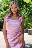 Gray Pink Spaghetti Straps Satin Fashion Dress for Party&Bridesmaids HZ1024