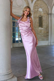 Gray Pink Spaghetti Straps Satin Fashion Dress for Party&Bridesmaids HZ1024