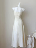 Off-White Spaghetti Strap Prom Dresses Fashion Bridesmaid Dress HZ1024