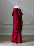 Satin Burgundy Long Prom Dress, Burgundy Long Evening Dress HZ1024