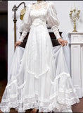 A-Line White Turtleneck Lace Beading Tulle Long Sleeve Vintage Wedding Dress HZ1024