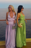 Halter Neck Satin Sheath Prom Dress Fashion Bridesmaid Dress HZ1024