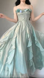 Blue Fairytale Birthday Party Dress Spaghetti Straps Chiffon A-Line Princess Prom Dresses HZ1024