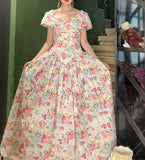 V-Neck Printed A-Line Garden Wedding Guest Dress HZ1024