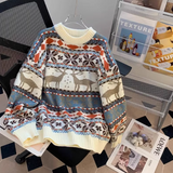Fair Isle Vintage Deer Jacquard Sweater HZ1024