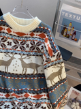 Fair Isle Vintage Deer Jacquard Sweater HZ1024
