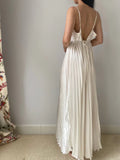 Champagne Spaghetti Straps Guest Dresses Sheath Pleated Chiffon Fashion Prom Dress with Backless HZ1024