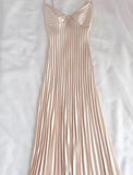 Champagne Spaghetti Straps Guest Dresses Sheath Pleated Chiffon Fashion Prom Dress with Backless HZ1024