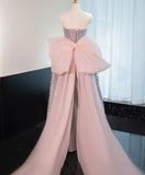 Dust Pink Strapless Sequined A-Line Long Prom Dresses Sweet 16 Evening Gowns HZ1024