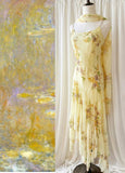 Yellow Beaded Chiffon Spaghetti Straps Sheath Prom Dresses HZ1024