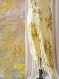 Yellow Beaded Chiffon Spaghetti Straps Sheath Prom Dresses HZ1024