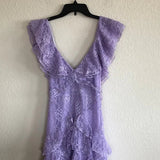 Lilac V-neck Lace Long Prom Dresses A-line Backless Evening Gowns HZ1024