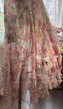 Printed Chiffon Sequin Mermaid Formal Dresses Spaghetti Strap Vintage Evening Dress HZ1024