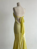 Yellow Formal Dresses Spaghetti Straps Satin Mermaid Long Prom Dresses HZ1024