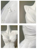 Pearl Butterfly Tulle White French A-Line Spaghetti Straps Birthday Dresses HZ1024