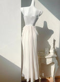 Champagne French Pearl Pendant Party Dress Satin Spaghetti Straps Chiffon Birthday Dress HZ1024