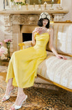 Butter Yellow Spaghetti Strap A-Line Birthday Dress Elegant Backless Party Dress HZ1024