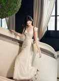 Butterfly Embroidery Dress French Summer Vacation Waist Gentle Dress HZ1024