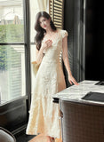 Butterfly Embroidery Dress French Summer Vacation Waist Gentle Dress HZ1024