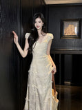 Butterfly Embroidery Dress French Summer Vacation Waist Gentle Dress HZ1024