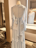 Palace Style Lace Chiffon Prom Dresses Fairytale Birthday Evening Gowns HZ1024