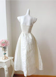 Moonlight White Strapless A-Line Jacquard Satin Evening Gowns Elegant Birthday Prom Dresses HZ1024