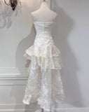 Light Apricot Spaghetti Strap Chiffon Ruffle Hi-Lo Birthday Party Dress HZ1024